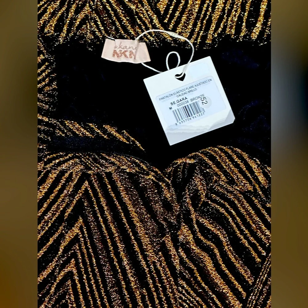 Nekane NKN Stylish High Rise Black & Gold Flared Pants. S/M. 
13.5" W 12"R 29" I - Picture 3 of 4
